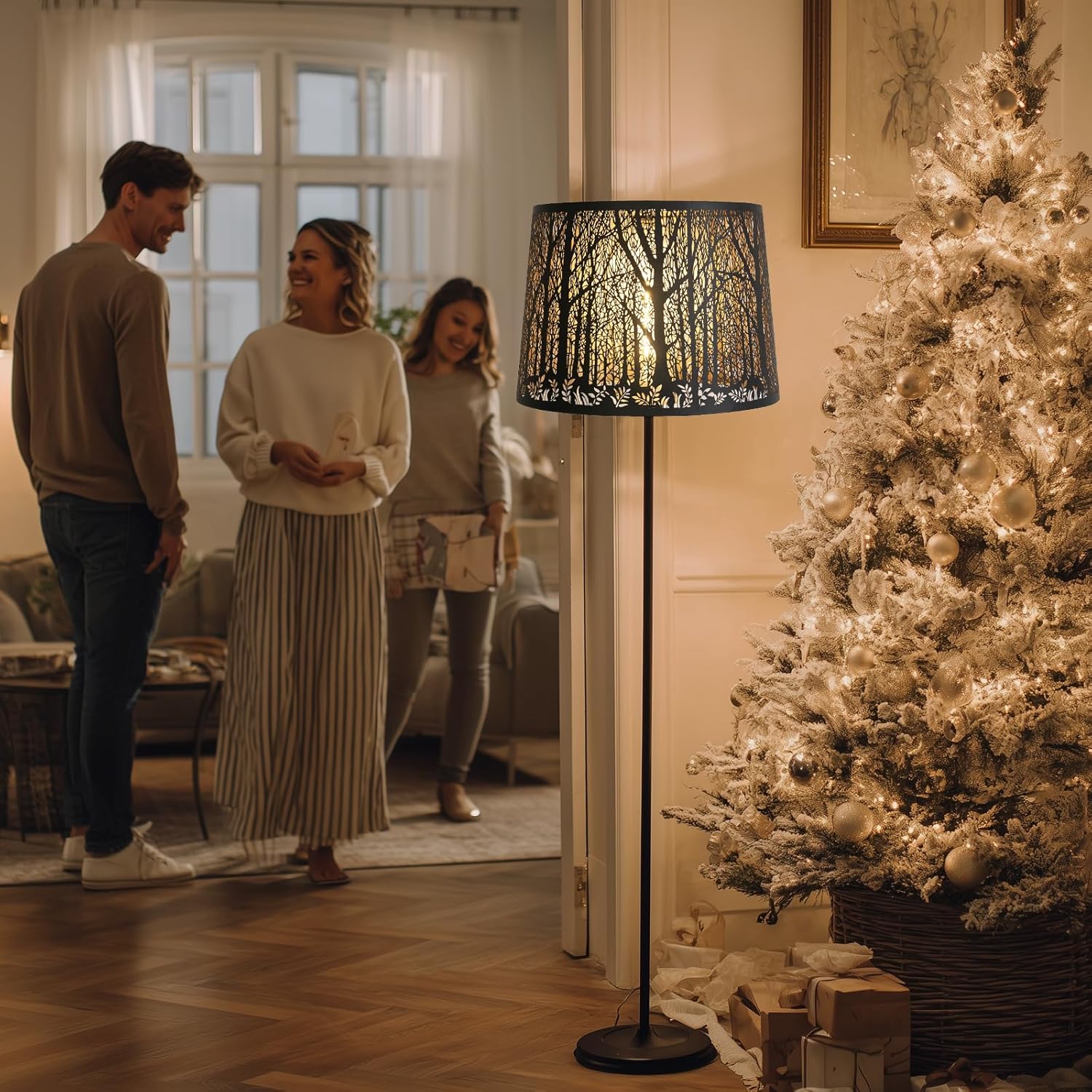 Metal Lush Jungle Lampshade Design 12" Top X 14" Bottom X 10" High Black Golden Large Lamp shade for Table Lamps Floor Lamps Replacement, Spider - Image 2