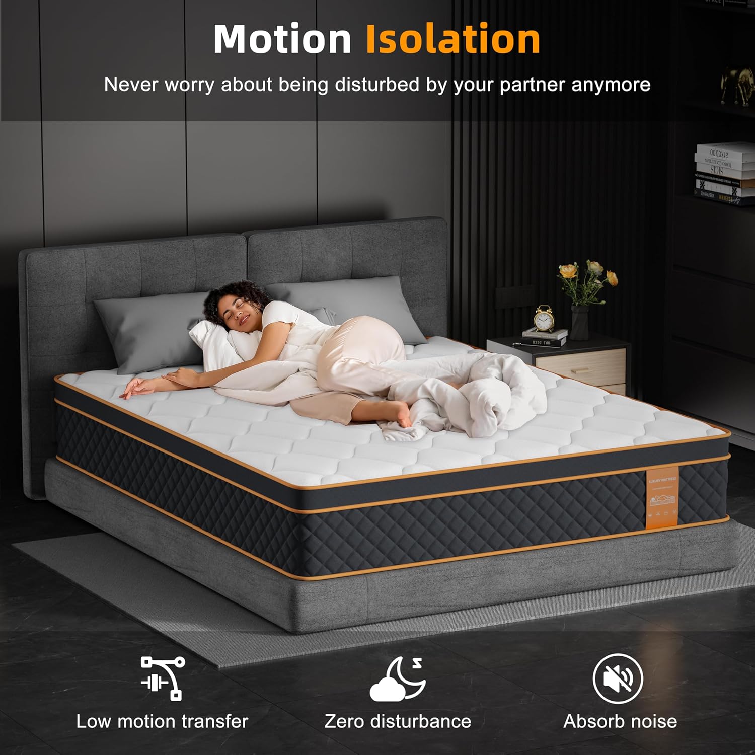 Queen Mattress, 10 Inch Hybrid Mattress in a Box with Memory Foam and Individual Pocket Springs - Medium Firm, Motion Isolation, Extra Edge Support & Pressure Relief, CertiPUR-US Certified - Image 6