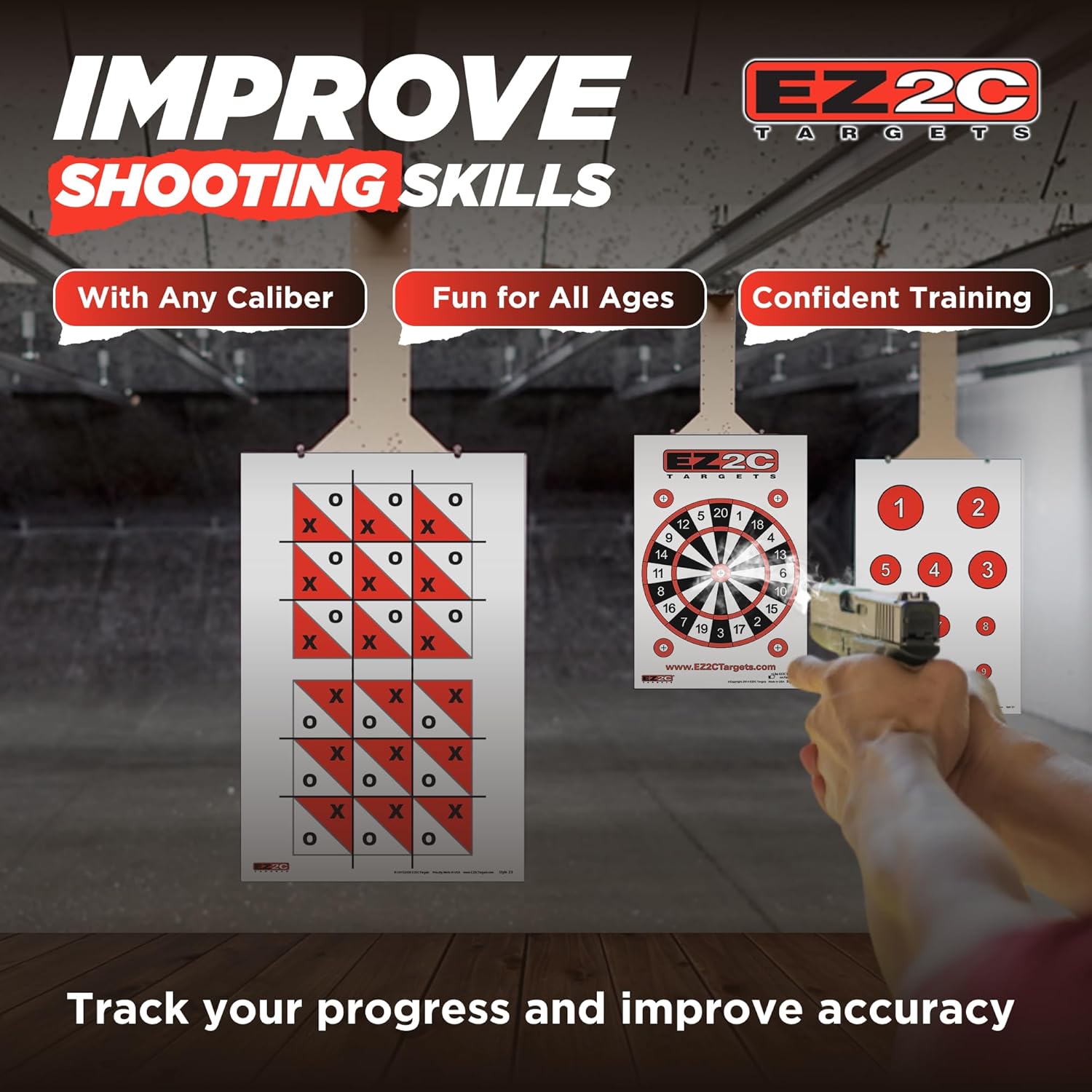 EZ2C Games Styles: Dartboard - Sink The Boats - Tic-Tac-Toe - Reducing Circles - Paper Targets for Shooting Range 11"x17" Fun Gun Range Targets for Shooting USA Made Gun Gifts - Image 4