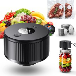 Upgraded 3-in-1 Electric Mason Jar Vacuum Sealer Kit for Mason Jars, Food Savers & Containers | Food Preservation System for Kitchen | Ideal for Canning Jams, Pickles, Dry Foods, Grains & Leftovers