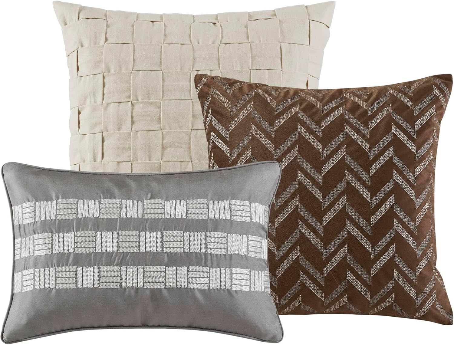 CHARMMA 9 PCS King Jacquard Oversized Duvet Style Comforter Set Taupe, Taupe, 96.00x110.00x1.50in - Image 6