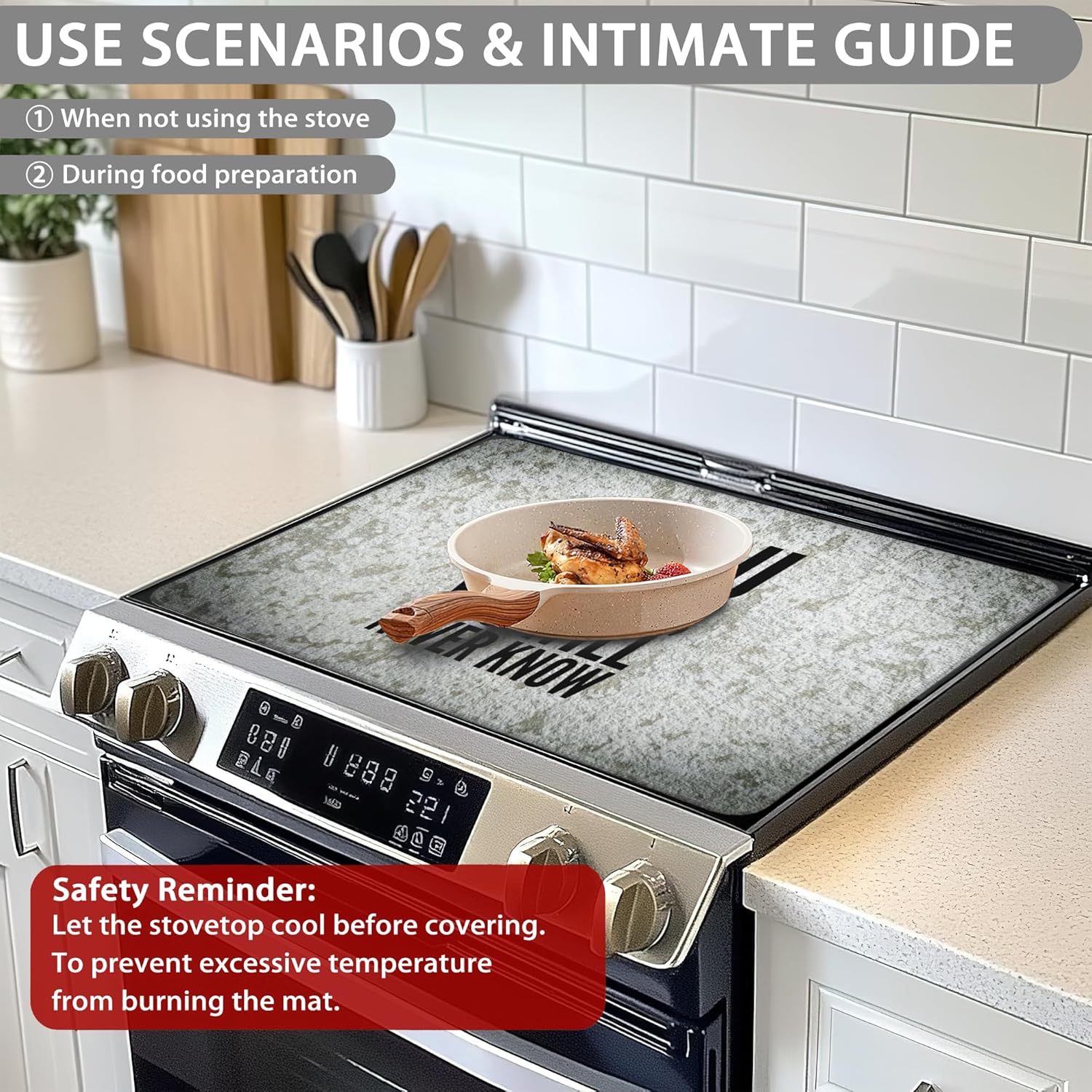 Decorative Electric Stove Cover - Inspirational Quotes Design, Non-Slip Heat Resistant Protector for Smooth/Glass Top Stoves, Fits 28.5'' x 20.5'' (Not for Gas or Coil) - Image 4