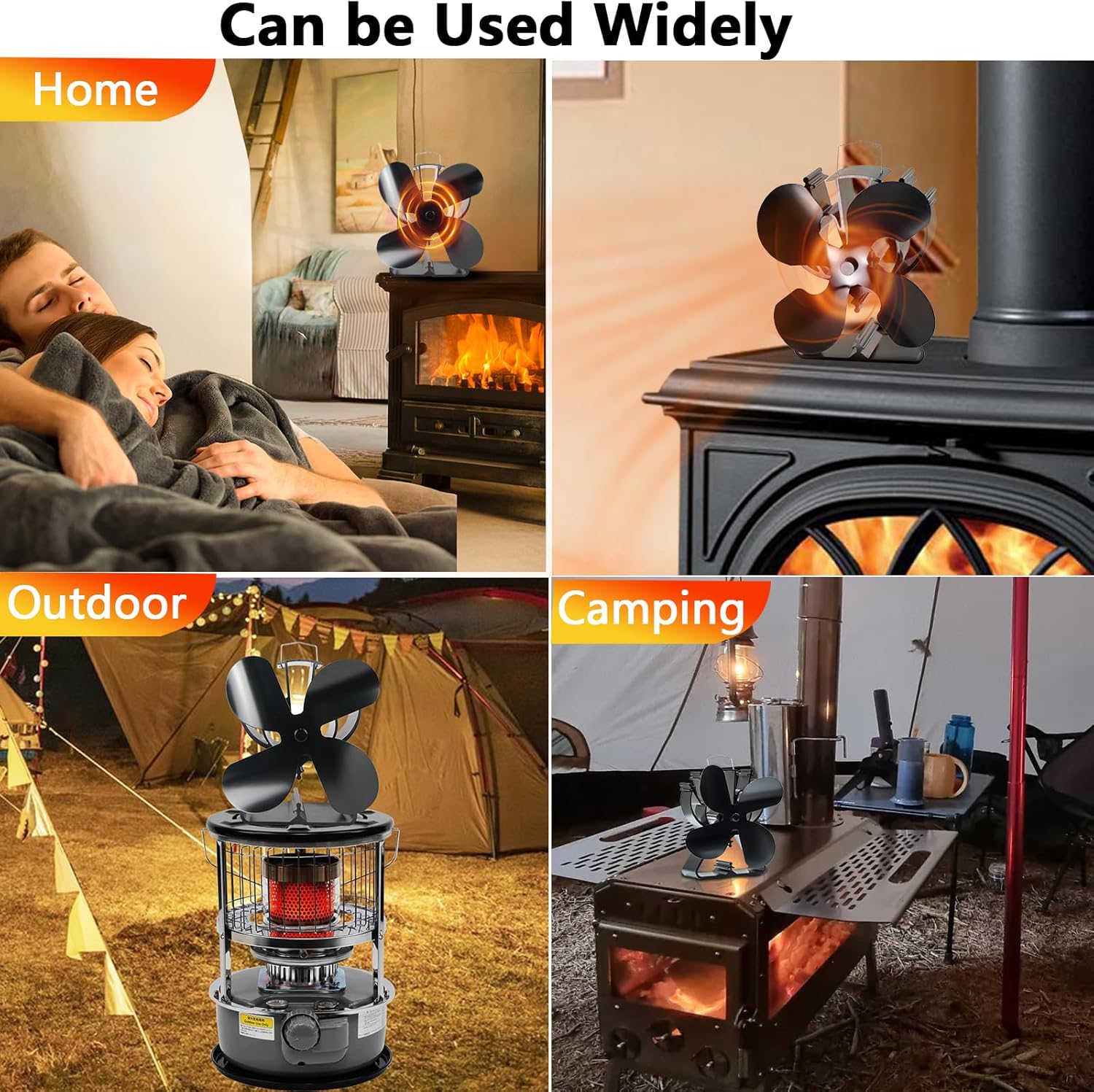 VODA Wood Stove Fan Heat Powered Fireplace Fan No Electric, Heat Activated Thermal Fan for Wood Burning/Pellet Stove/Log Burner, Fireplace Accessories - Image 7
