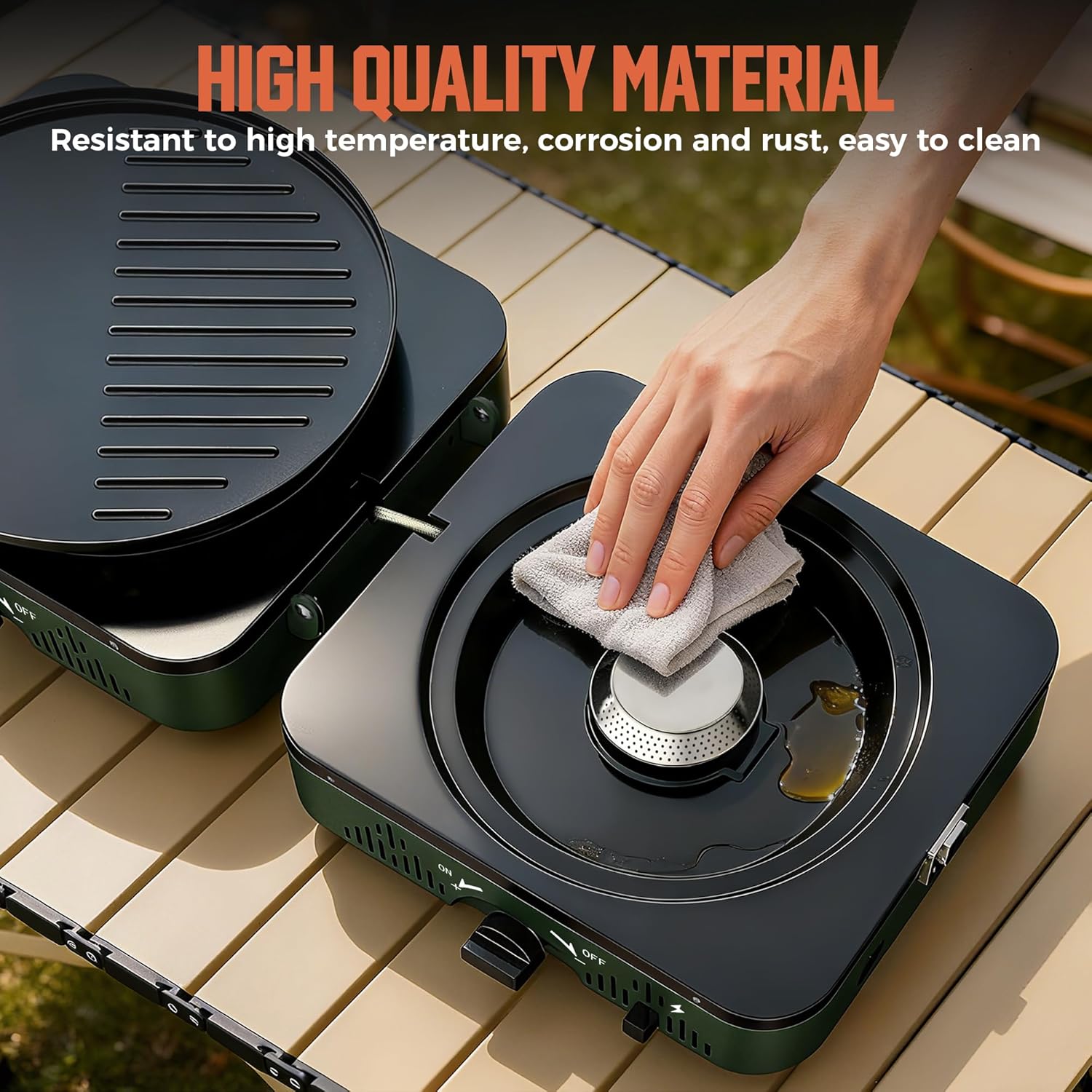 BIG HORN OUTDOORS 2 Burner Propane Camping Stove, Portable Camp Stove, Folding Gas Stove, Includes Frying Pan & Carry Bag for Camping, Emergency Use and Outdoor Cooking - Image 4