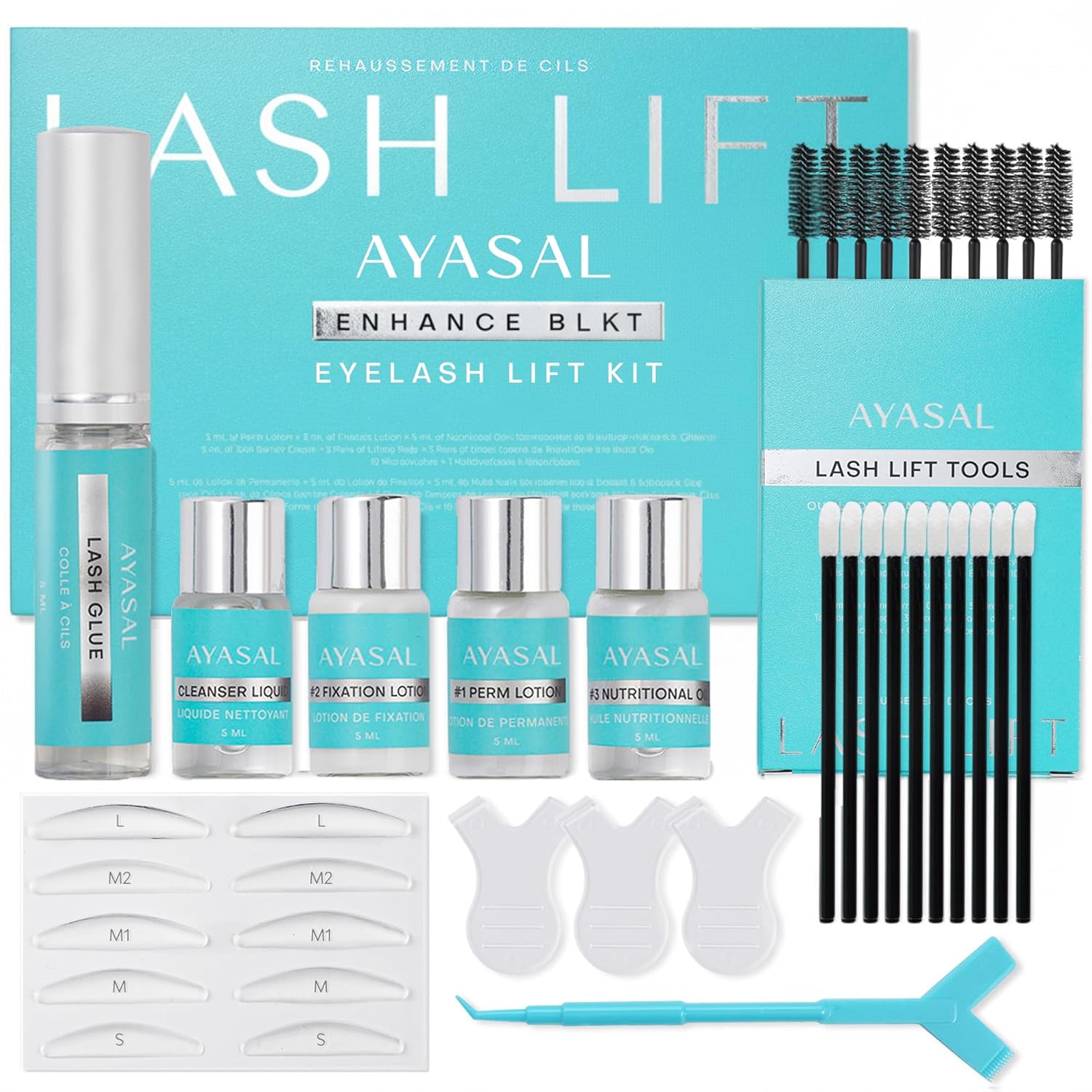 AYASAL Lash Lift Kit for Eyelash Perm: Advanced Korean Thio-Free Keratin Formula for Long-Lasting Curl – Gentle Lash Lifting Set for Home or Professional Use – Also Great for Brow Lamination
