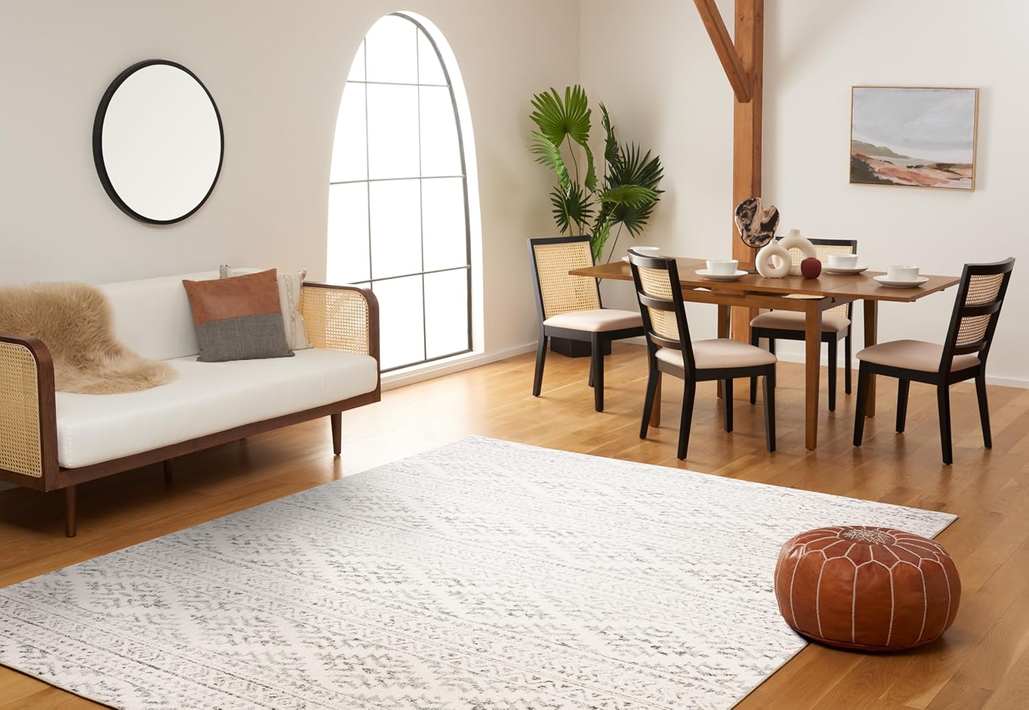 SAFAVIEH Area Rug 8x10 - Tulum Collection - Large - Ivory & Grey, Moroccan Boho Tribal Design, Non-Shedding & Easy Cleaning, Ideal for Living Room, Bedroom, Office, Dining Space (TUL272A) - Image 6