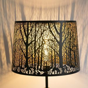 Extra Large Metal Lampshade 14" Top X 16" Bottom X 11" High Lush Jungle Trees Design for Table Lamps Floor Lamps Replacement with Vintage Drum Lamp Shade,Spider Fitter