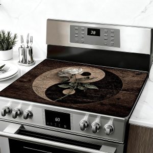 Anti-Slip Electric Stove Top Cover, 28"x20" Foldable Heat-Resistant Glass Stove Top Cover Protector, Multi-Scenario Use Dish Drying Mat, Tai Chi