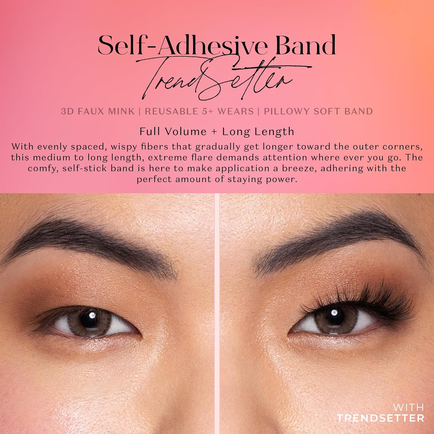 Lilly Lashes 3D Self Adhesive Eyelashes, No Lash Glue Needed, Body Heat Activated Press on Lashes, Reusable Self Adhesive Eyelashes Up to 5x, Easy to Apply & Remove (TrendSetter) - Image 3