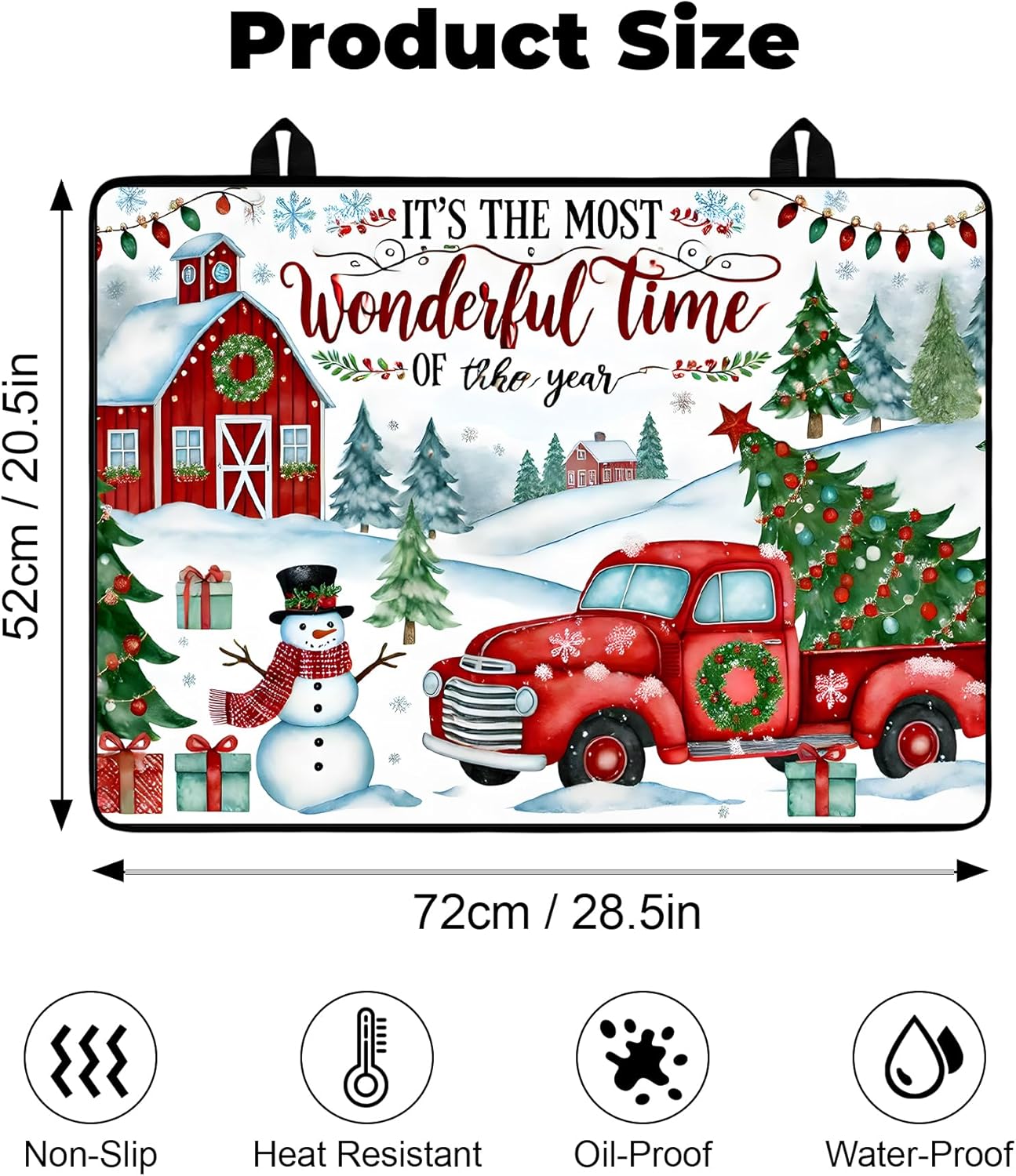 Heat-Resistant Stove Top Cover with Anti-Slip Rubber Coating – Merry Christmas Electric Stove Protector, Scratch-Resistant, Expands Counter Space (Car, 28.5"L x 20.5"W) - Image 2