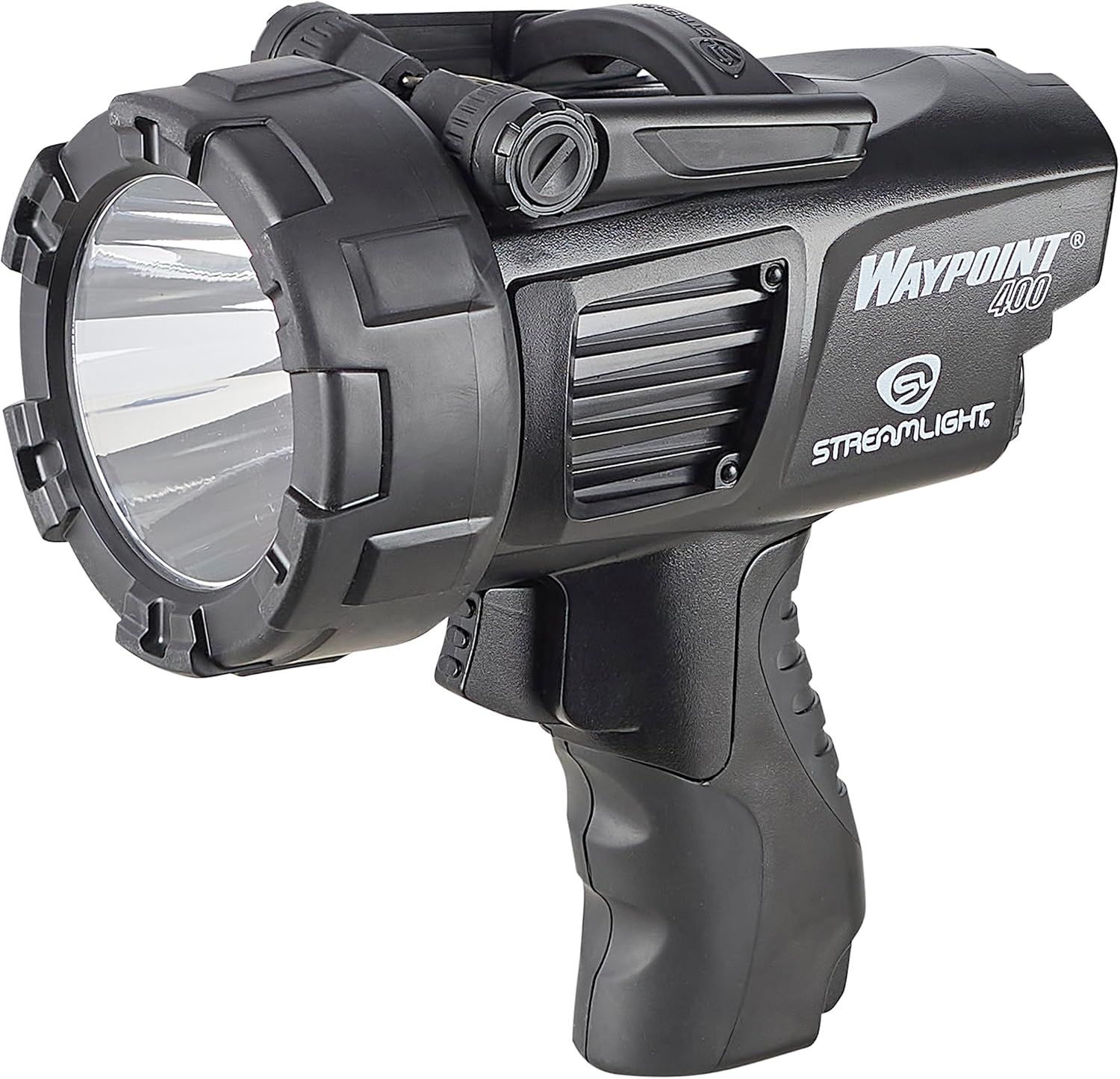 Streamlight 44911 WayPoint 400 Rechargeable 1400-Lumen Long Range Pistol-Grip Spotlight with 120V AC Charger and Polymer Holder/Mount, Black