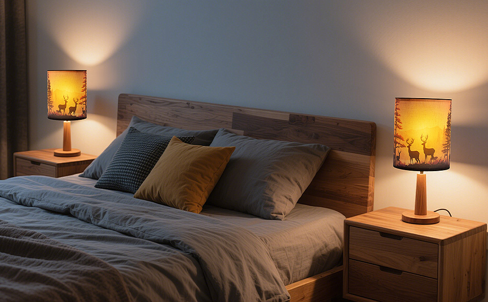 Deer Linen Tall Drum Lampshade set of 2