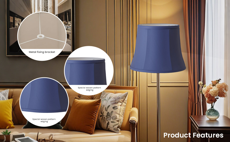 LLA-S2380-SW SWAIFDEE Drum Lamp Shade Set of 2, Gray-Blue Fabric Lampshades