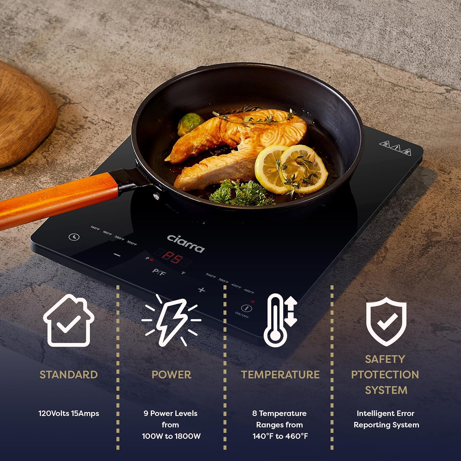 CDV 1800W Portable Induction Cooktop, Ultra Slim Single Electric Countertop Burner with Sensor Touch and Digital timer ETL Approved. - Image 2