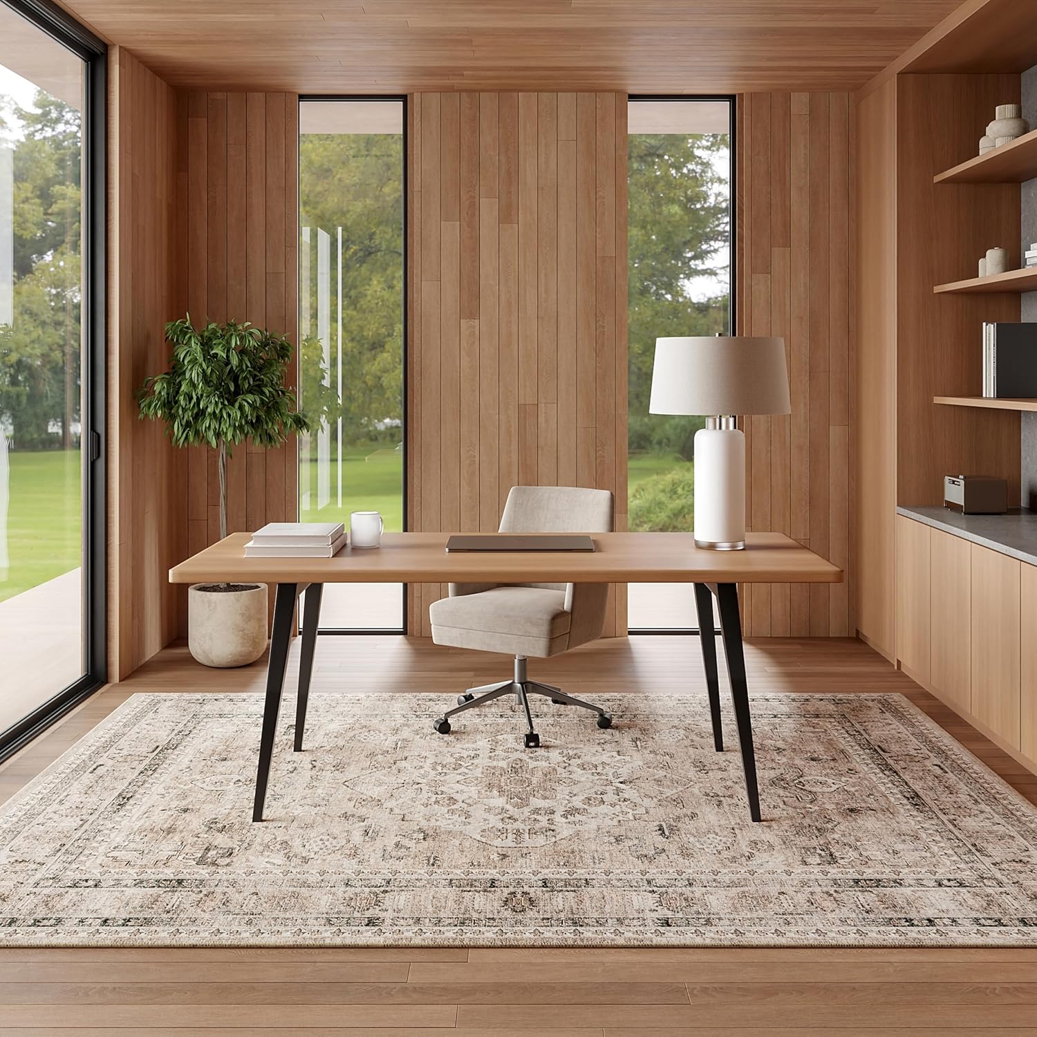 nuLOOM 6' x 9' Machine Washable Area Rug with Waterproof Spill Proof Surface, Non Slip Backing and Stain Resistant for Living Room, Bedroom, Kitchen, Dining Room, Davi Taupe - Image 9