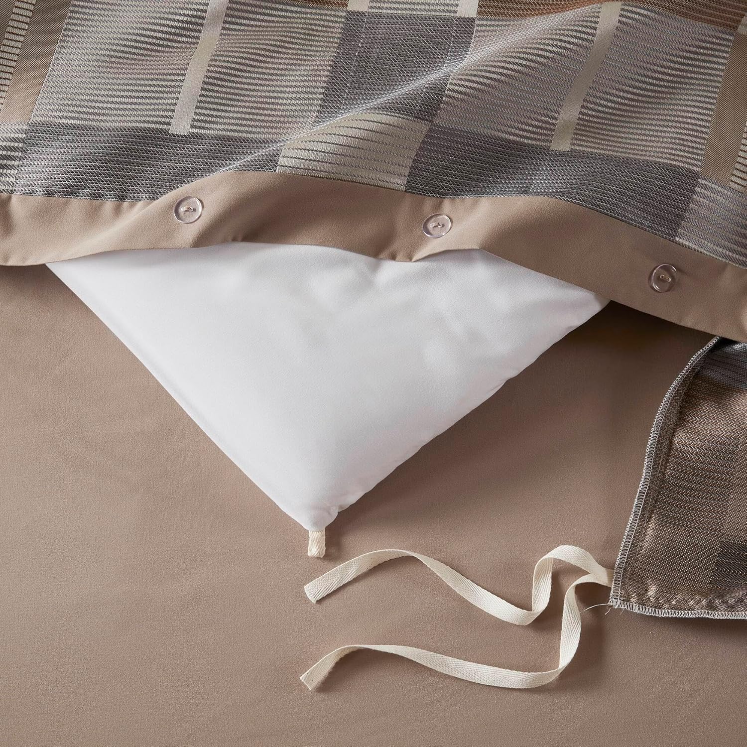 CHARMMA 9 PCS King Jacquard Oversized Duvet Style Comforter Set Taupe, Taupe, 96.00x110.00x1.50in - Image 8