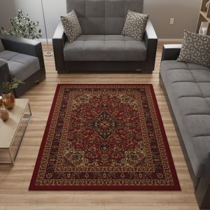 Ottomanson 5' x 6'6" Rugs for Living Room Oriental Area Rug for Bedroom - Non Slip Durable Large Floor Carpet for High Traffic Areas - Indoor Rug for Dining Room Kitchen Kids Playroom, Red