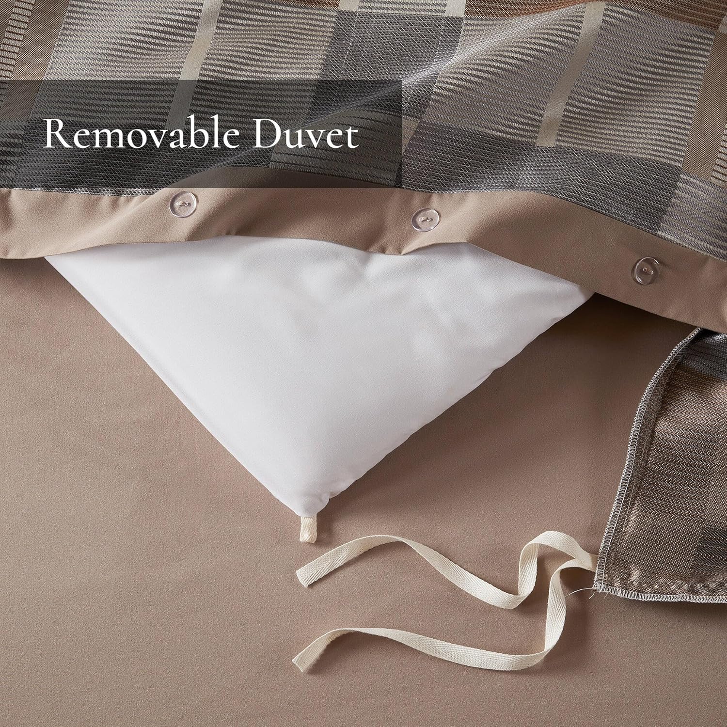 CHARMMA 9 PCS King Jacquard Oversized Duvet Style Comforter Set Taupe, Taupe, 96.00x110.00x1.50in - Image 2