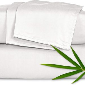 King Sheets by Pure Bamboo, Genuine 100% Organic Viscose Derived from Bamboo Bed Sheet Set, Soft & Cooling, Double Stitching, 2 Year Quality Promise (King, White)