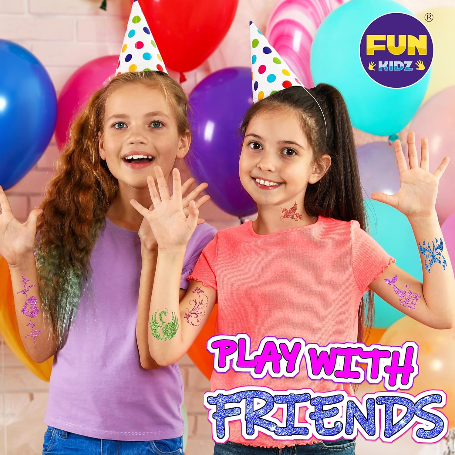 Tattoo Kit for Kids Ages 8-12, FunKidz 6 Double Tips Sparkle Brush Body Art Markers for Skin Plus Temporary Glitter Tattoo Kits With 106 Cute Tattoo Stencils Tattoo Glues Cool Presents for Tween Girls - Image 8