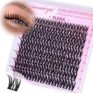 Geeneiya FLORA Lash Clusters, 8-18MM Wispy Eyelash Clusters, Natural Cluster Lashes for Beginners, Waterproof Cluster Eyelash Extensions DIY Lashes (Not Kit)