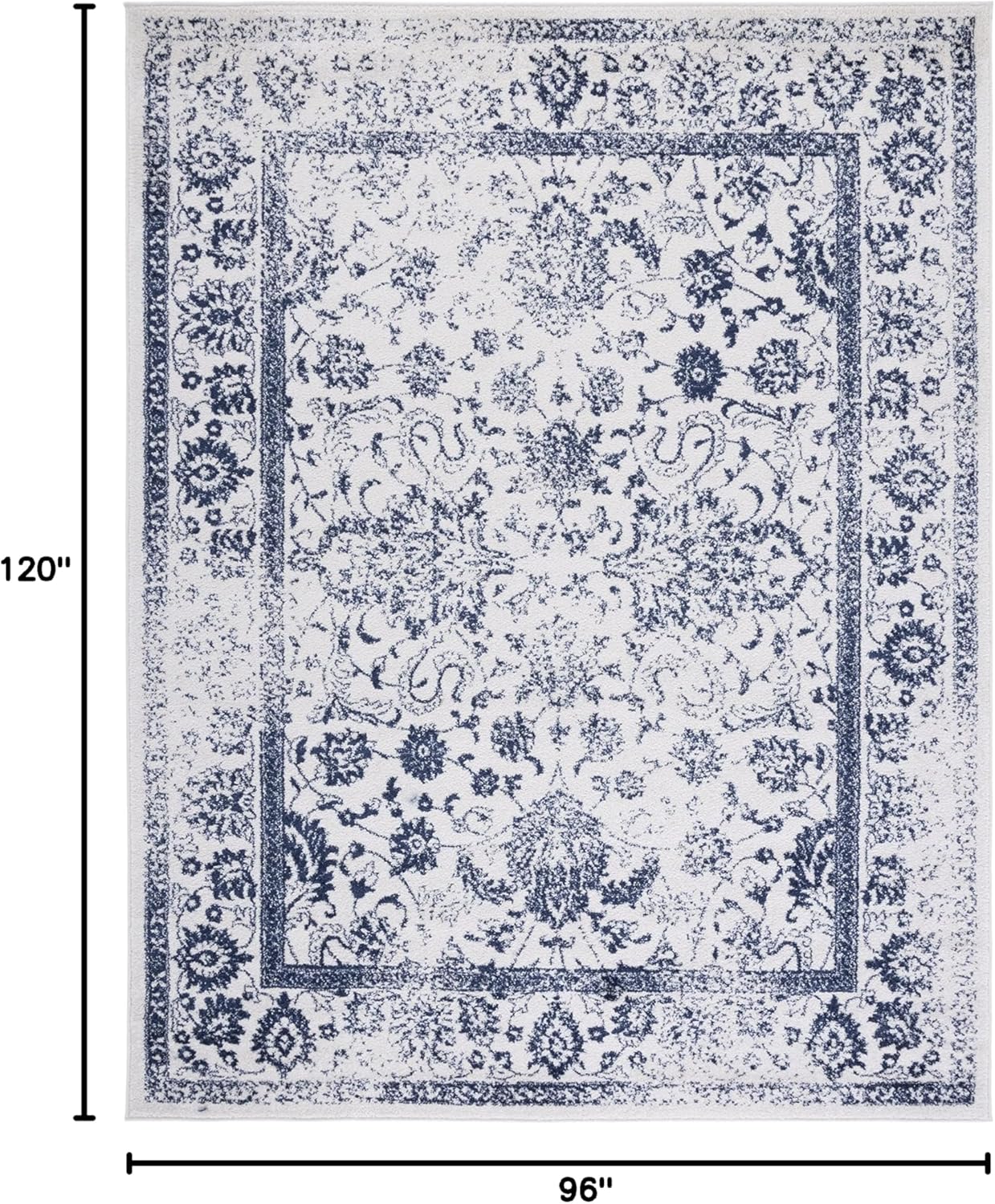 SAFAVIEH Area Rug 8x10 - Adirondack Collection - Large - Ivory & Navy, Vintage Distressed Design, Non-Shedding & Easy Cleaning, Ideal for Living Room, Bedroom, Office, Dining Space (ADR109M) - Image 2