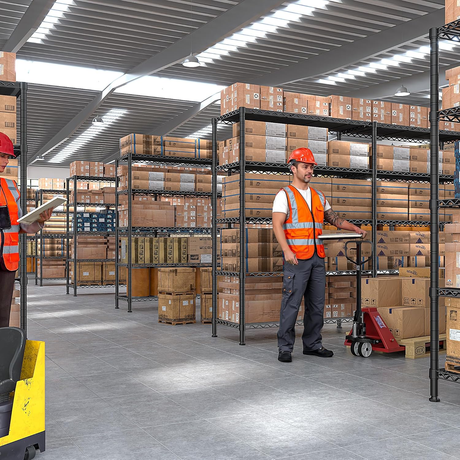 REIBII 70" W Wire Shelving Load 1500LBS, Metal Shelving 5-Tier Storage Shelves Metal Shelves for Storage Adjustable Shelving Rack for Pantry Kitchen Commercial School 70" W*15.8" D*72.4" H,Chrome - Image 9