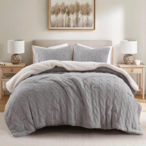 CHARMMA 2 Pieces Twin Cable Knit Chenille Comforter Set,66.00x90.00x1.50in