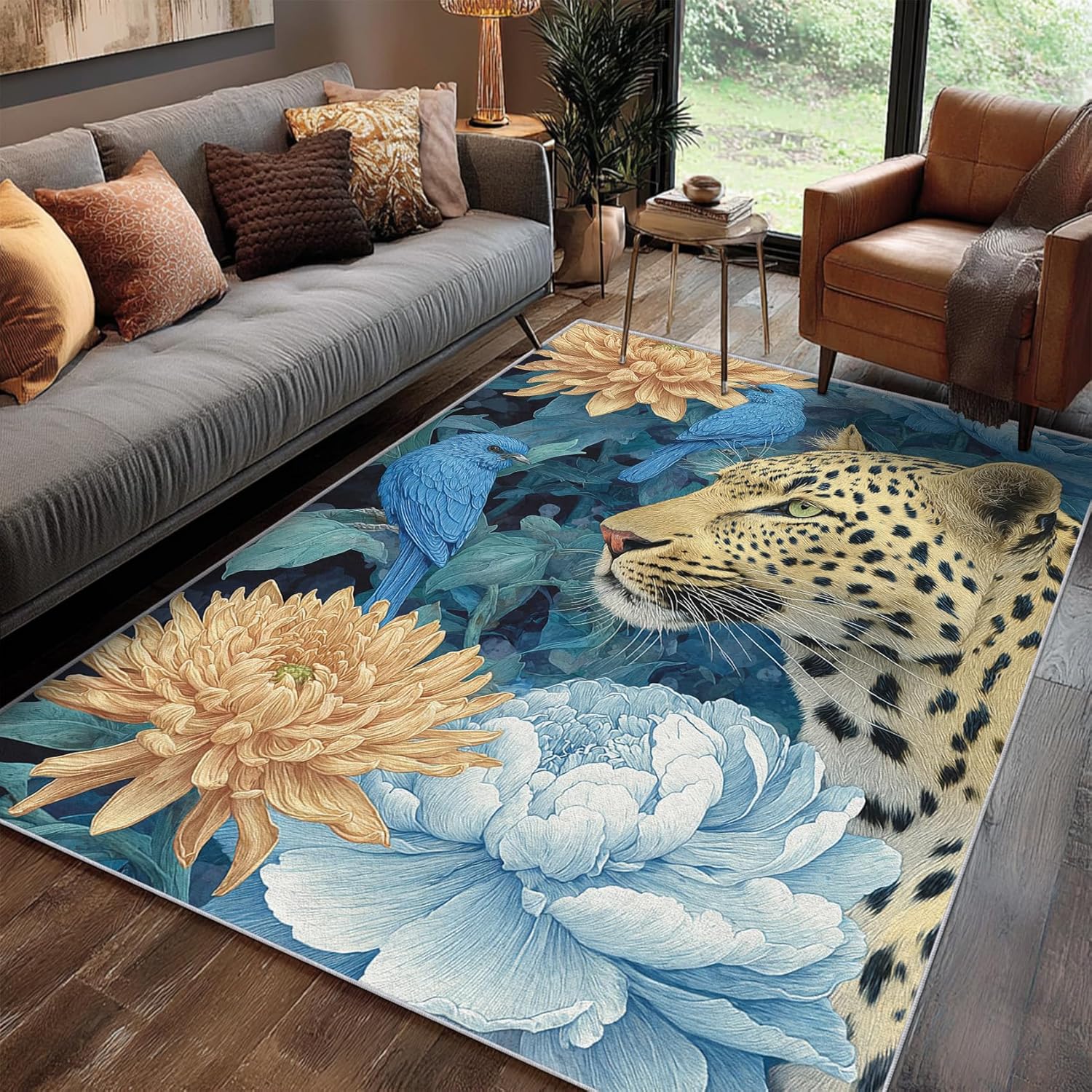 Leopard Rug 4x6 Cheetah Wild Animal Pattern, Washable Living Room Bedroom Area Rugs, Leopard Decor for Home, Soft Non Slip Indoor Carpet, Low Pile Design & J161 - Image 4