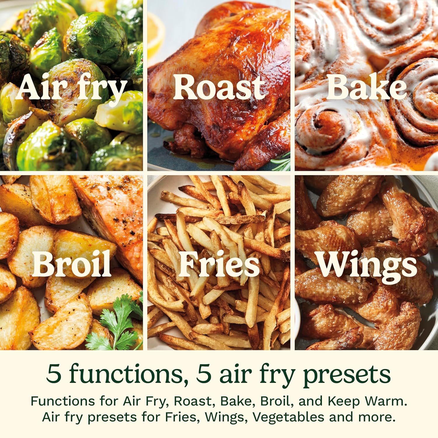 Cuisinart Air Fryer, 6-Quart Basket Large Fryer with 5 Cooking Functions to Roast, Bake, Broil, Air Fry and Keep Warm, 5 Airfryer Presets, Dishwasher-Safe Parts, AIR-200NAS, Stainless Steel & Black - Image 4