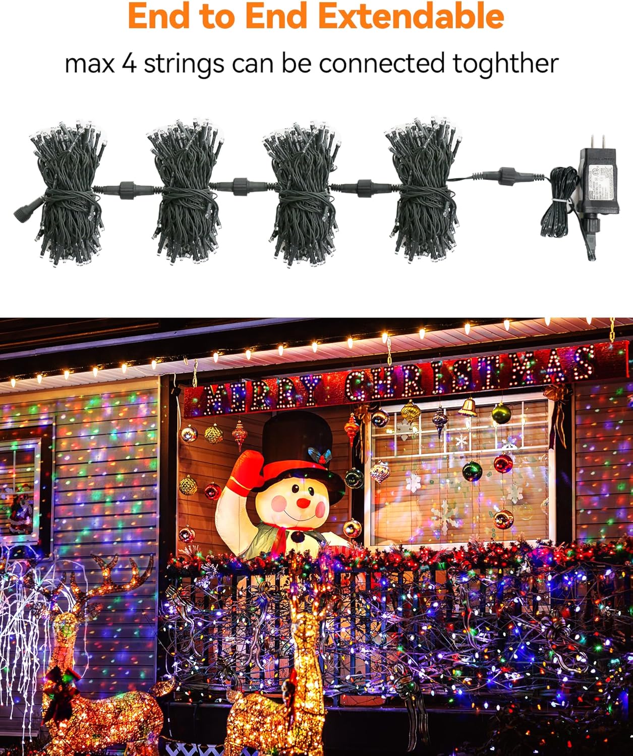 Blingstar Christmas Lights Colored String Lights 33 Ft 100 LED Waterproof Multicolor Twinkle Lights 8 Modes 30 V Plug in Fairy String Lights for Indoor Outdoor Xmas Tree Bedroom Garden Party Decor - Image 4