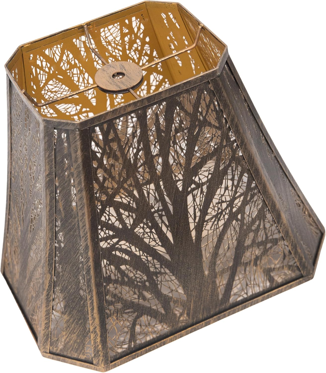 Metal Forests Lamp Shade,vintage Crafted rectangle lamp shade,decorative lamp shades,replacement buffet lamp shade,6.5″ x 12″x 10″ Inch lampshades for table lamp and floor lamps (Antique Bronze&Gold)