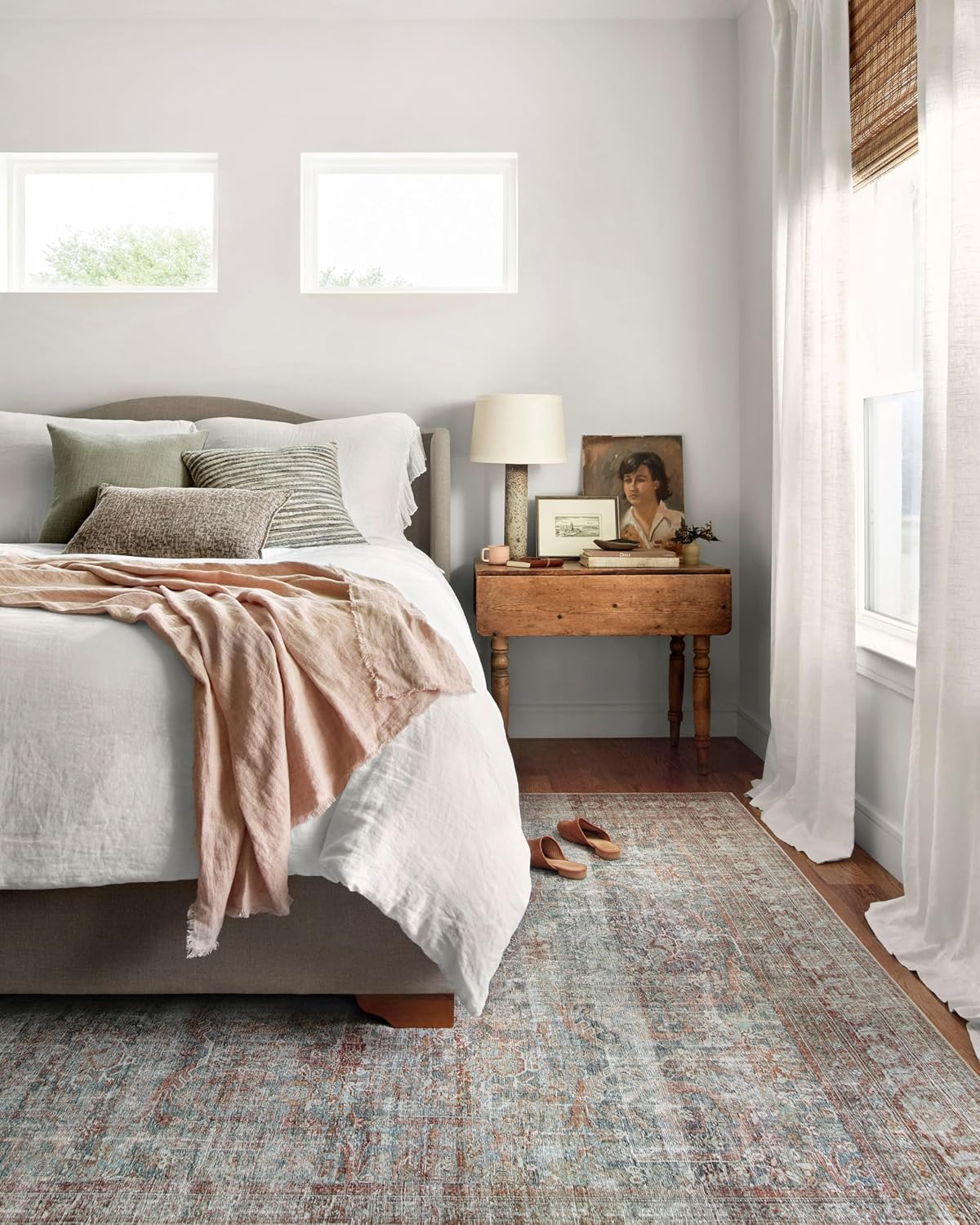 Loloi Chris Loves Julia Jules Collection JUL-05 Lagoon/Brick 7′-6” x 9′-6”, .13″ Pile Height, Area Rug