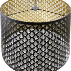 ALUCSET Drum Lampshade 14" Top x 16" Bottom x 11" High (Spider) Large Lamp Shade Replacement for Table Lamps and Floor Lamp Modern Lamp Shades, Black and Gold Lampshades with Etched Arrow Pattern