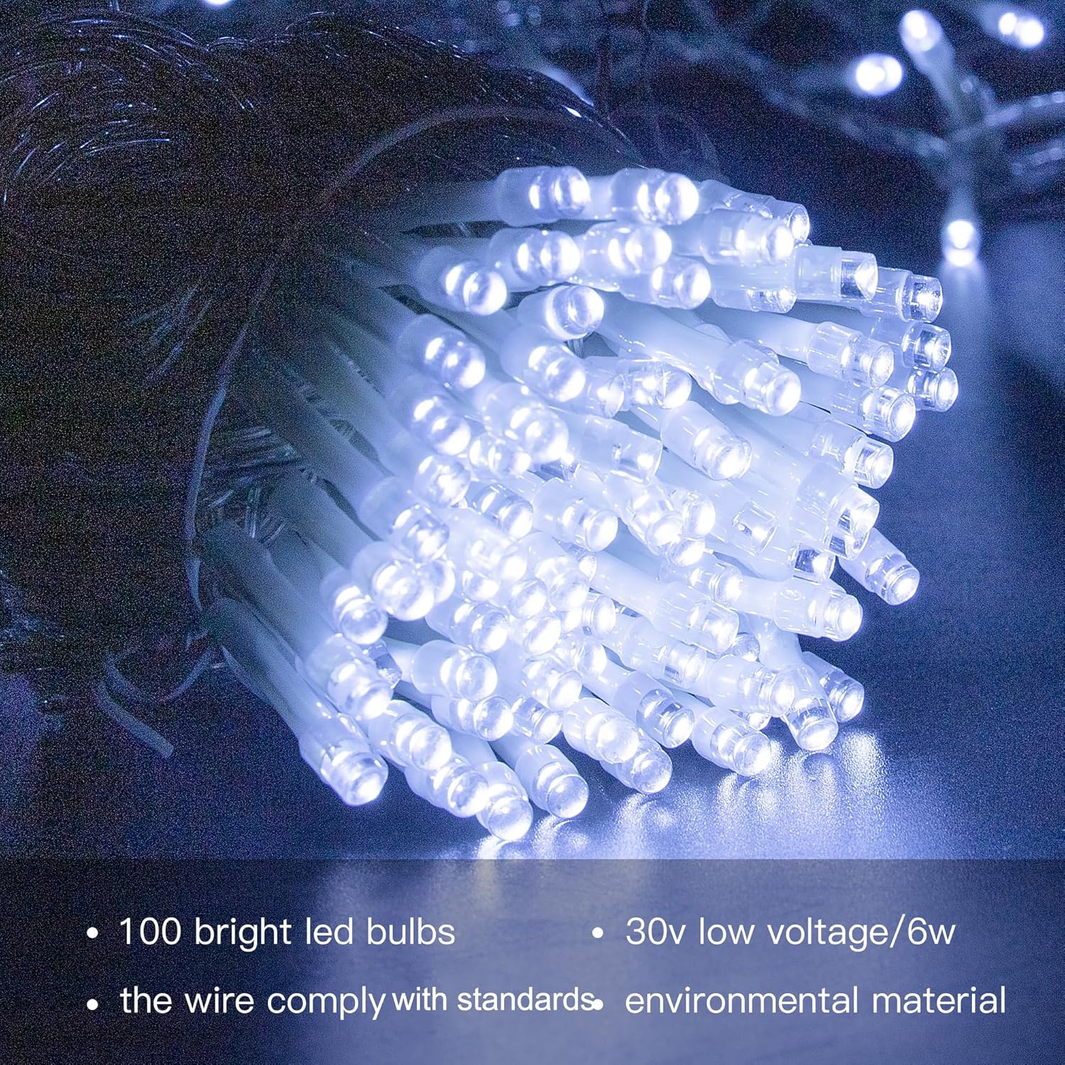 Hopolon 100 LED White Christmas String Lights, 33 FT Extendable Christmas Lights Outdoor Waterproof, 8 Modes Plug in Fairy Light Indoor for Tree Wedding Party Garden Patio Decoration,100 LED,White - Image 2