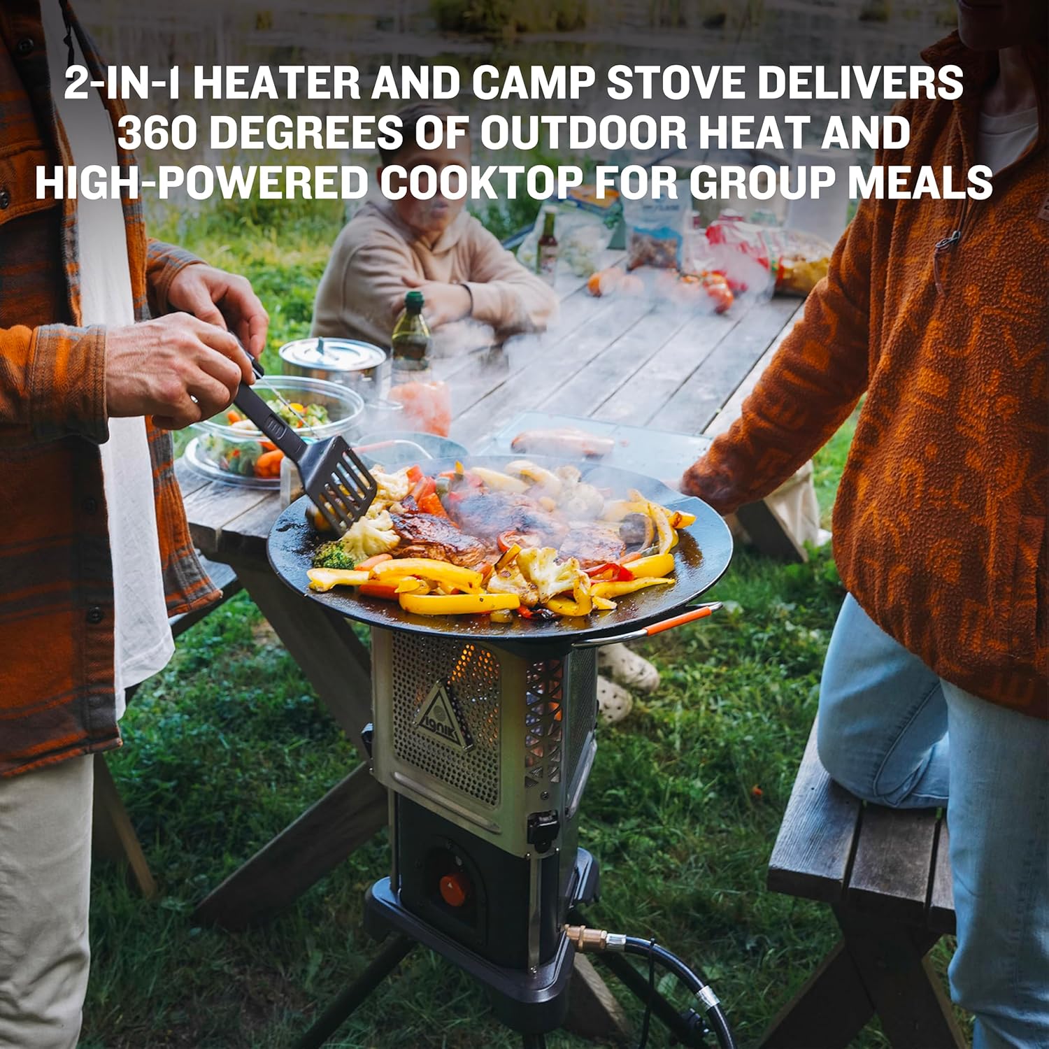 Ignik Skullet Deluxe 2-in-1 Heater Stove, Deluxe Cook Set w/Cast Iron Skillet & Adjustable Base - Image 2