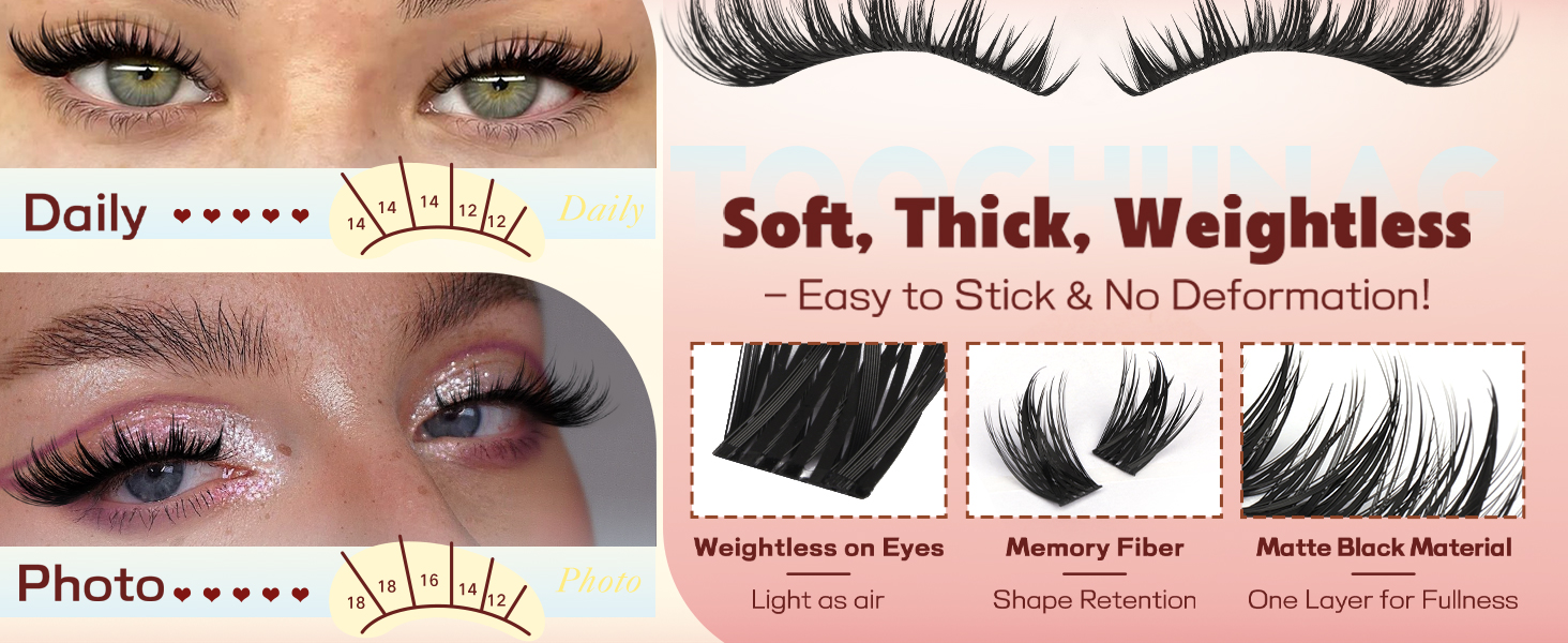thick manga lash clusters diy lash extension volume false eyelashes