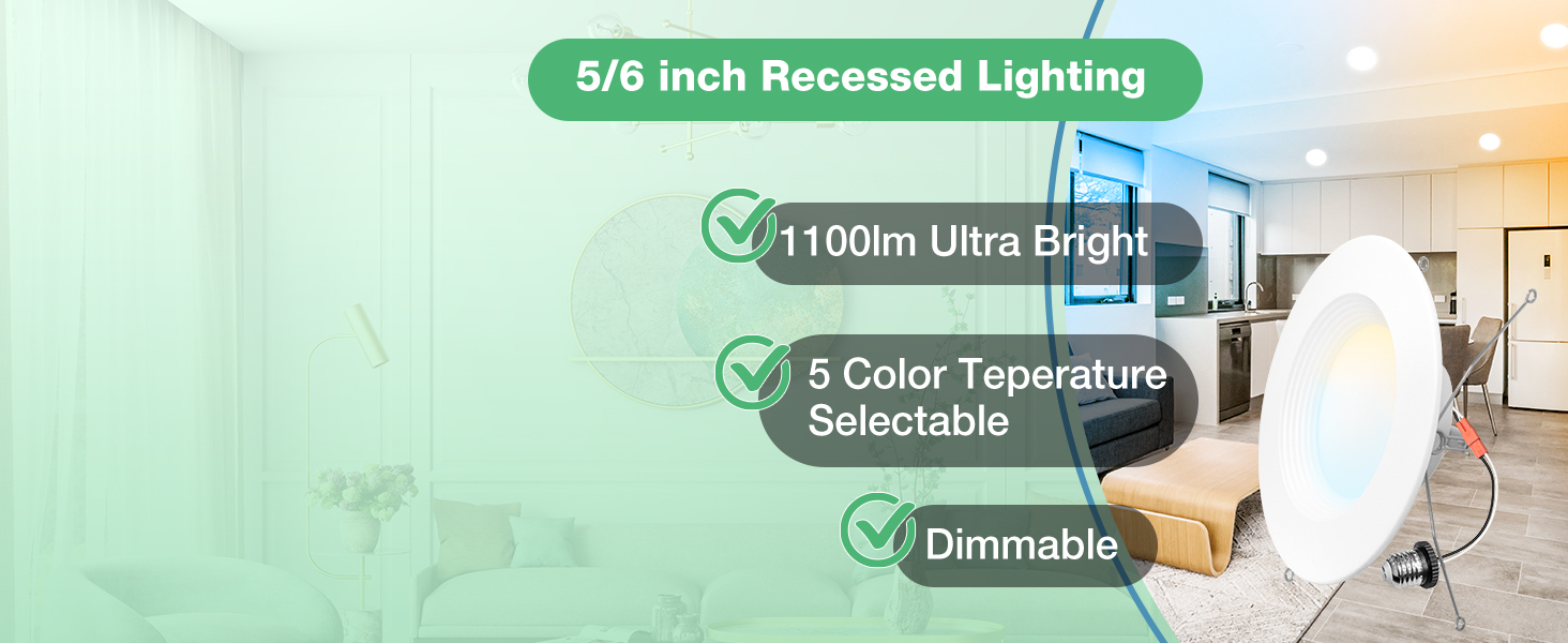 6 inch retrofit led recessed can lights 5cct