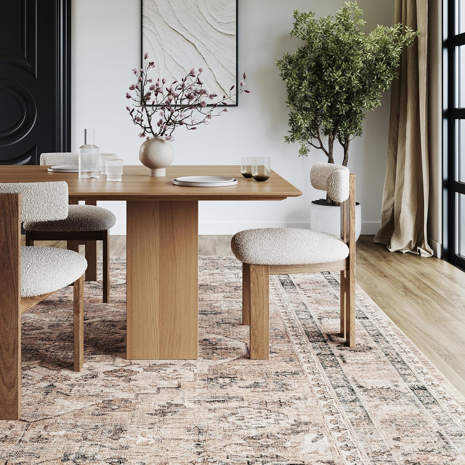 nuLOOM 6' x 9' Machine Washable Area Rug with Waterproof Spill Proof Surface, Non Slip Backing and Stain Resistant for Living Room, Bedroom, Kitchen, Dining Room, Davi Taupe