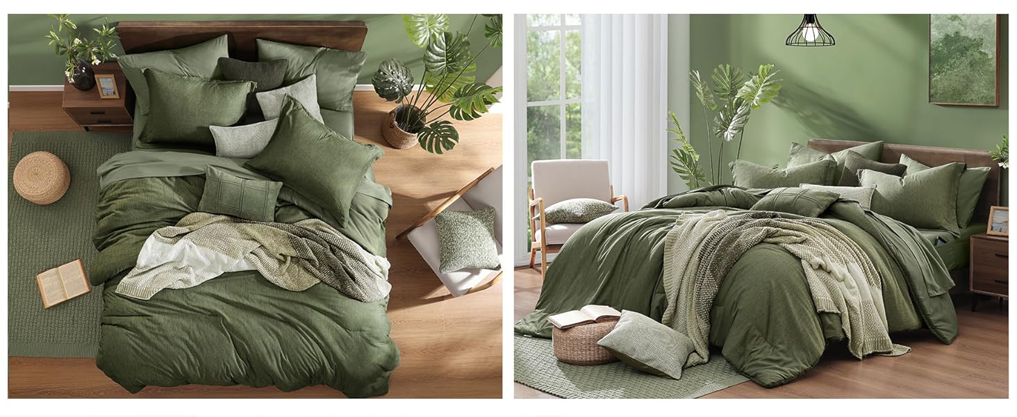 Monbix Queen Comforter Sets,Full Bedding Set 7 Piece, All Seasons Comforters