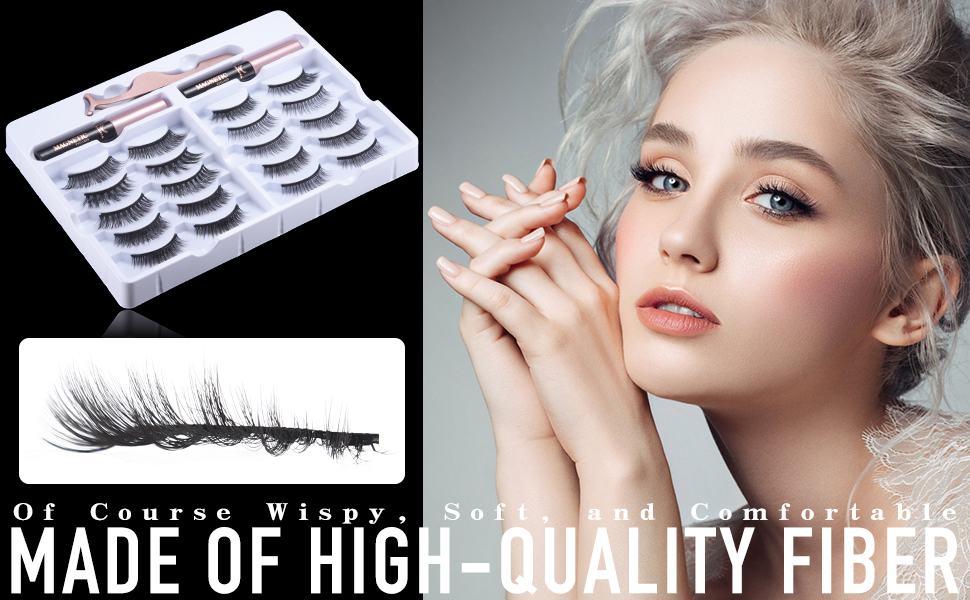 DEJAVIA Magnetic Eyelashes made of high-quality fiber, of course wispy, soft, and comfortable