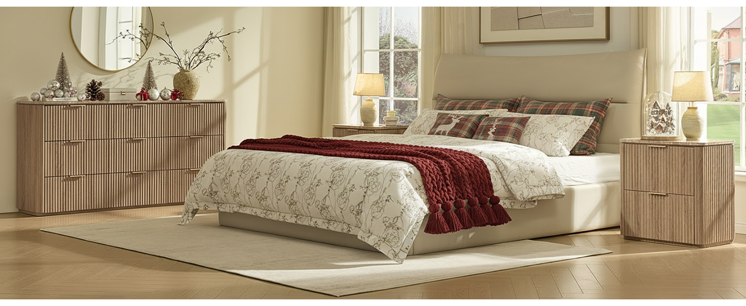 A+ 9 Nightstand with 2 drawers Night Stand natural oak for Bedroom marry christmas