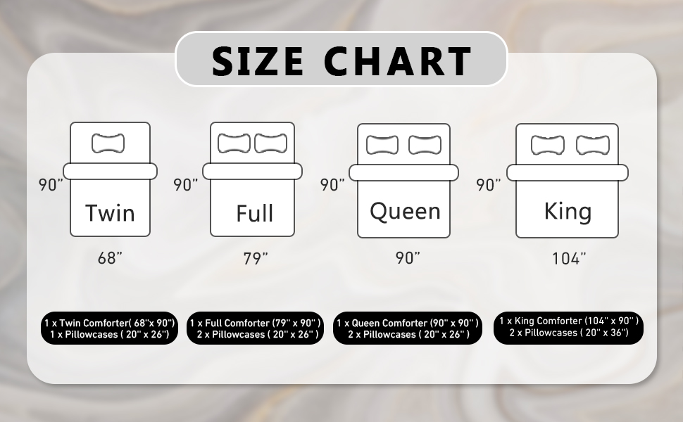 size chart for comforter