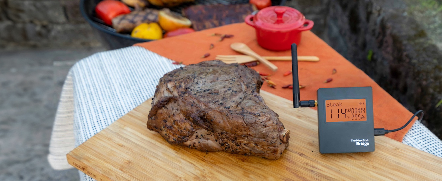 MeatStick WiFi Bridge: Enjoy unlimited range via Internet, monitoring your cooking from anywhere.