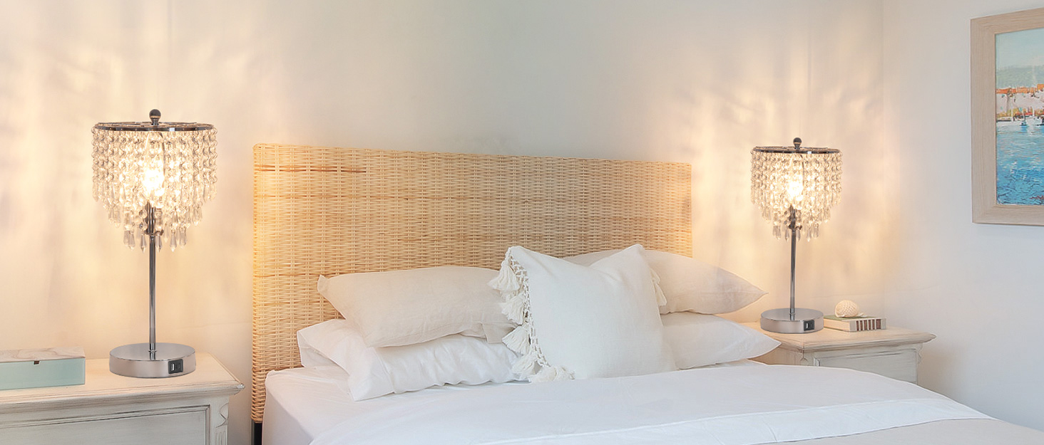 silver crystal table lamp