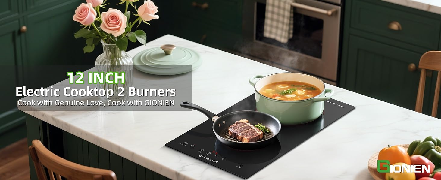 12 inch electric cooktop 2 burners