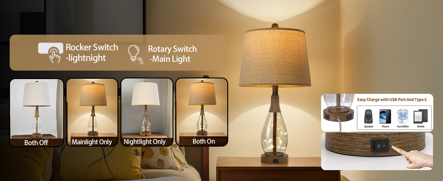 Farmhouse Table Lamp Set of 2