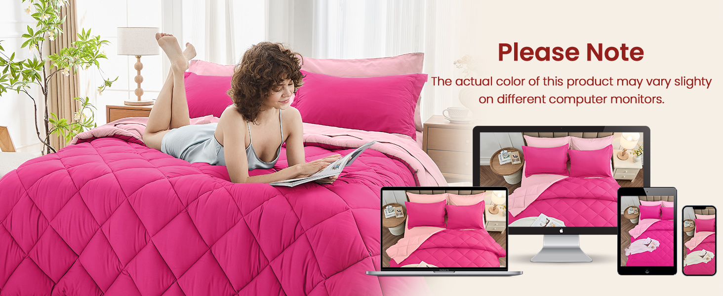 Comforter Set, Reversible Bed in a Bag, All Season Bedding Set