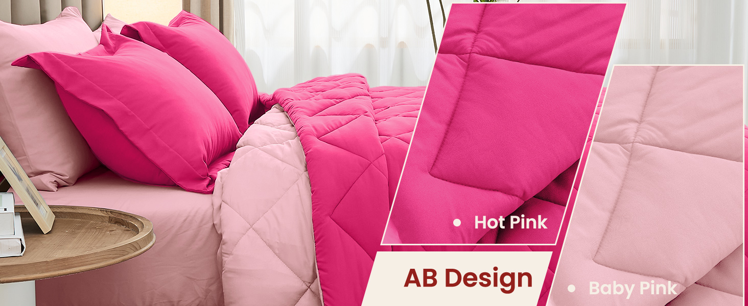 Comforter Set, Reversible Bed in a Bag, All Season Bedding Set