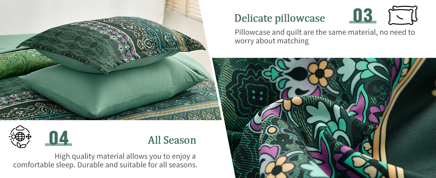 Dark green boho comforter